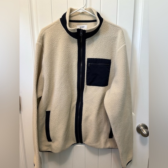 Old Navy Other - Old Navy Cream and Navy Sherpa Zip up Jacket. Mens Size XXL.